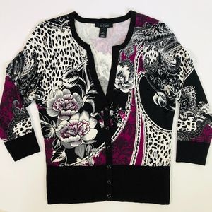 White House Black Market Floral Cardigan | Size M